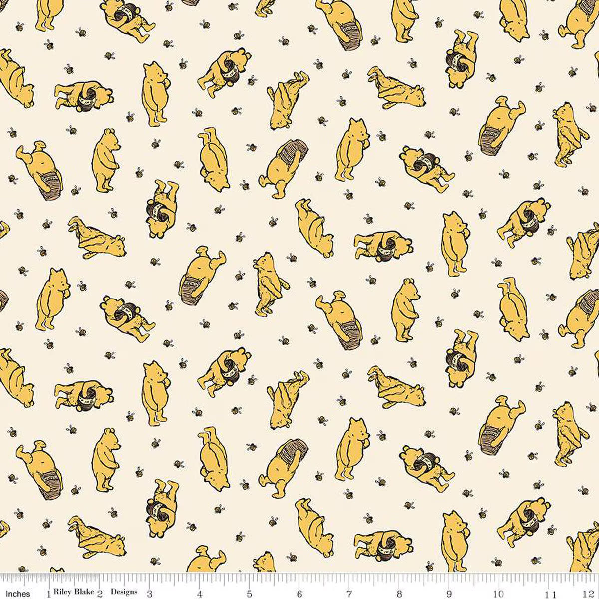 Winnie the Pooh Toss Cream Fabric by the Yard
