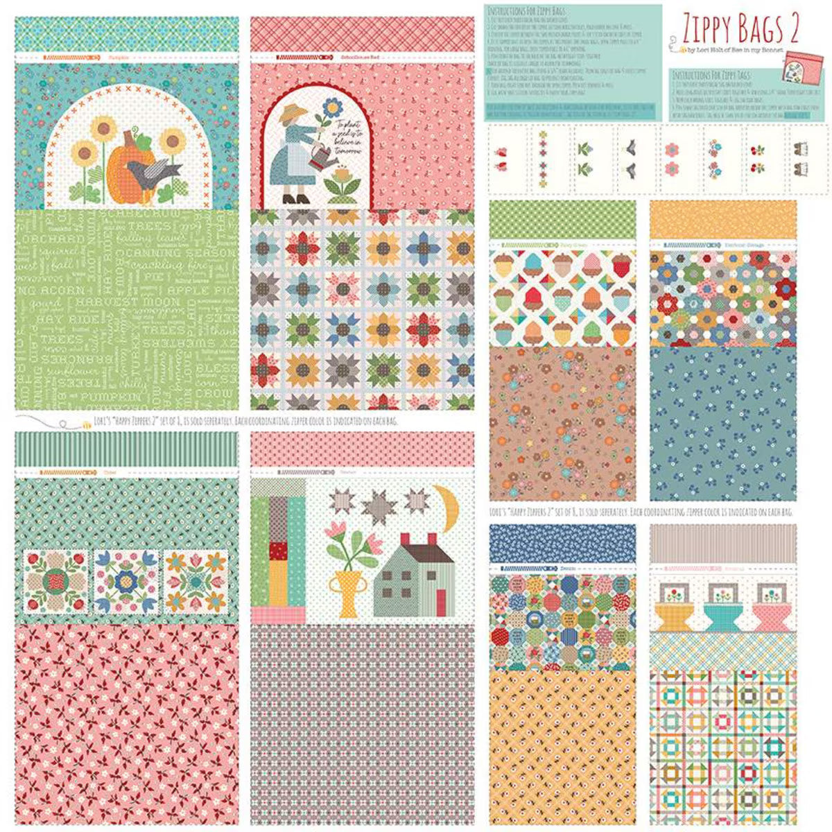 Home Decor Zippy Bags 2 Panel with Happy Zippers 2