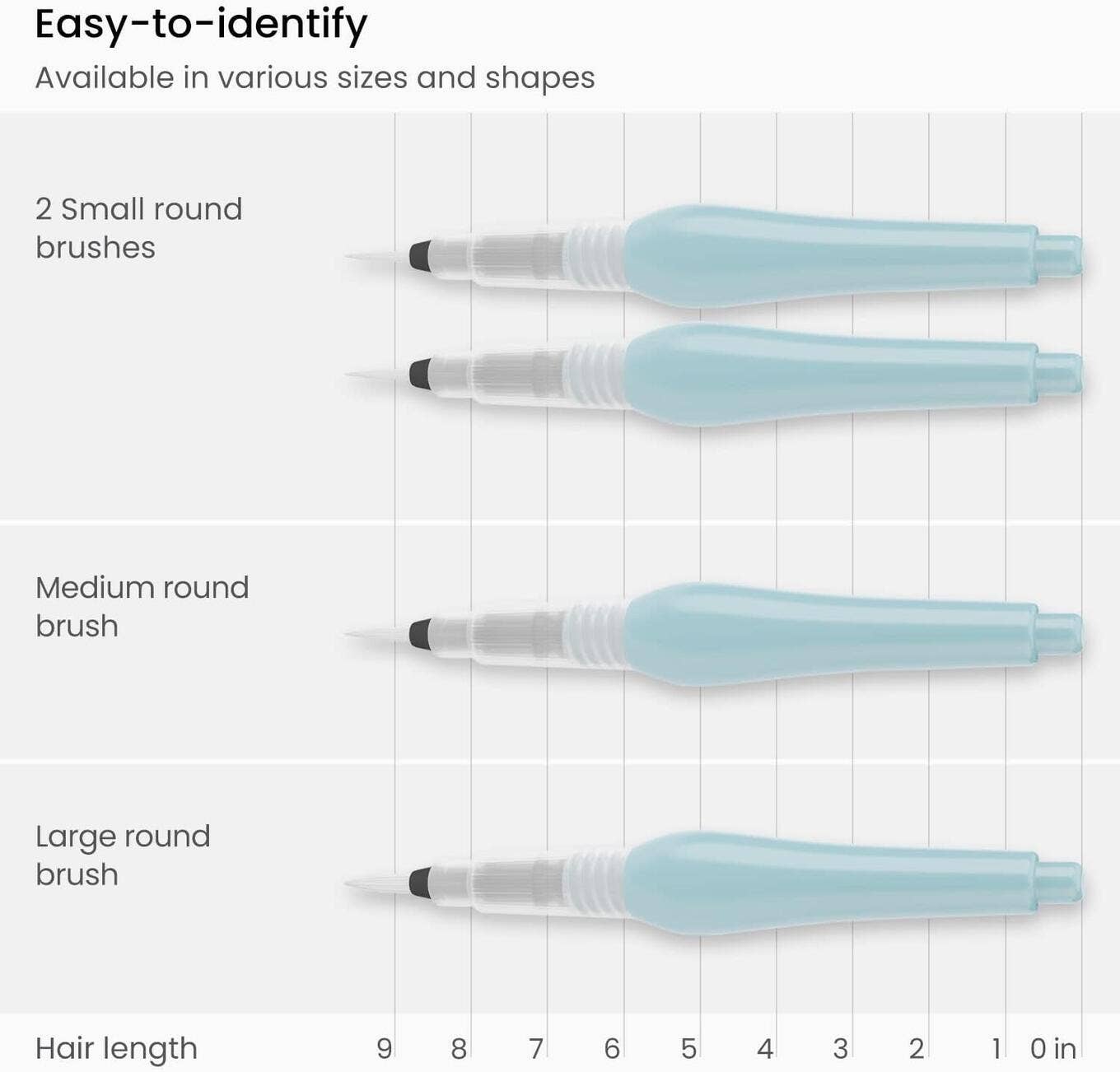 Arteza® Water Brush Pens Set, Assorted Tips, 4 pc.