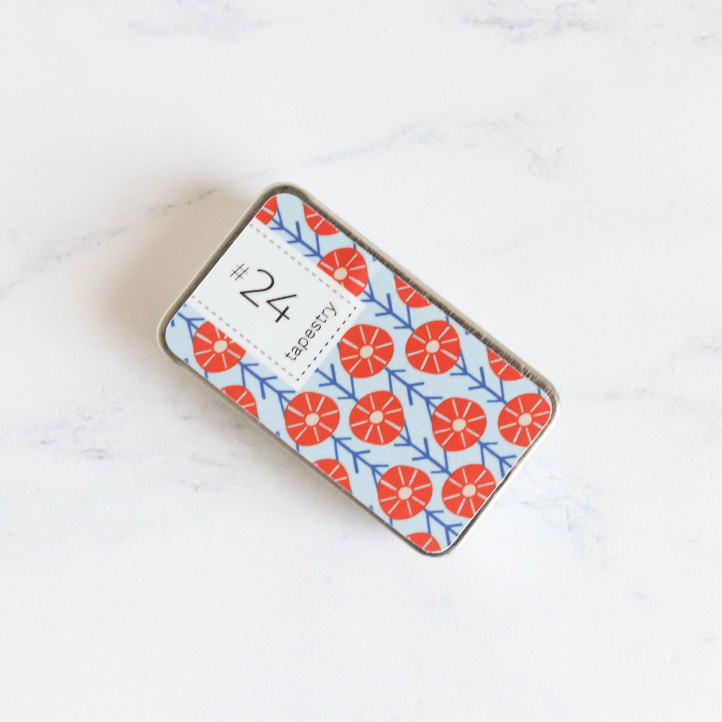 Magnetic Slide-Top Needle Tin With Cross Stitch Needles