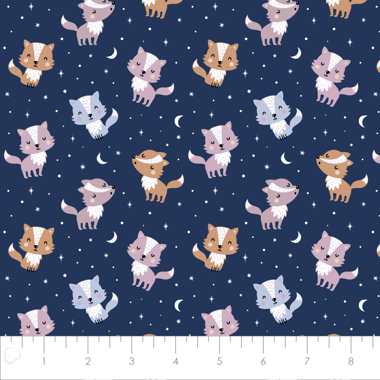 Lunar Wolves-Navy- Flannel