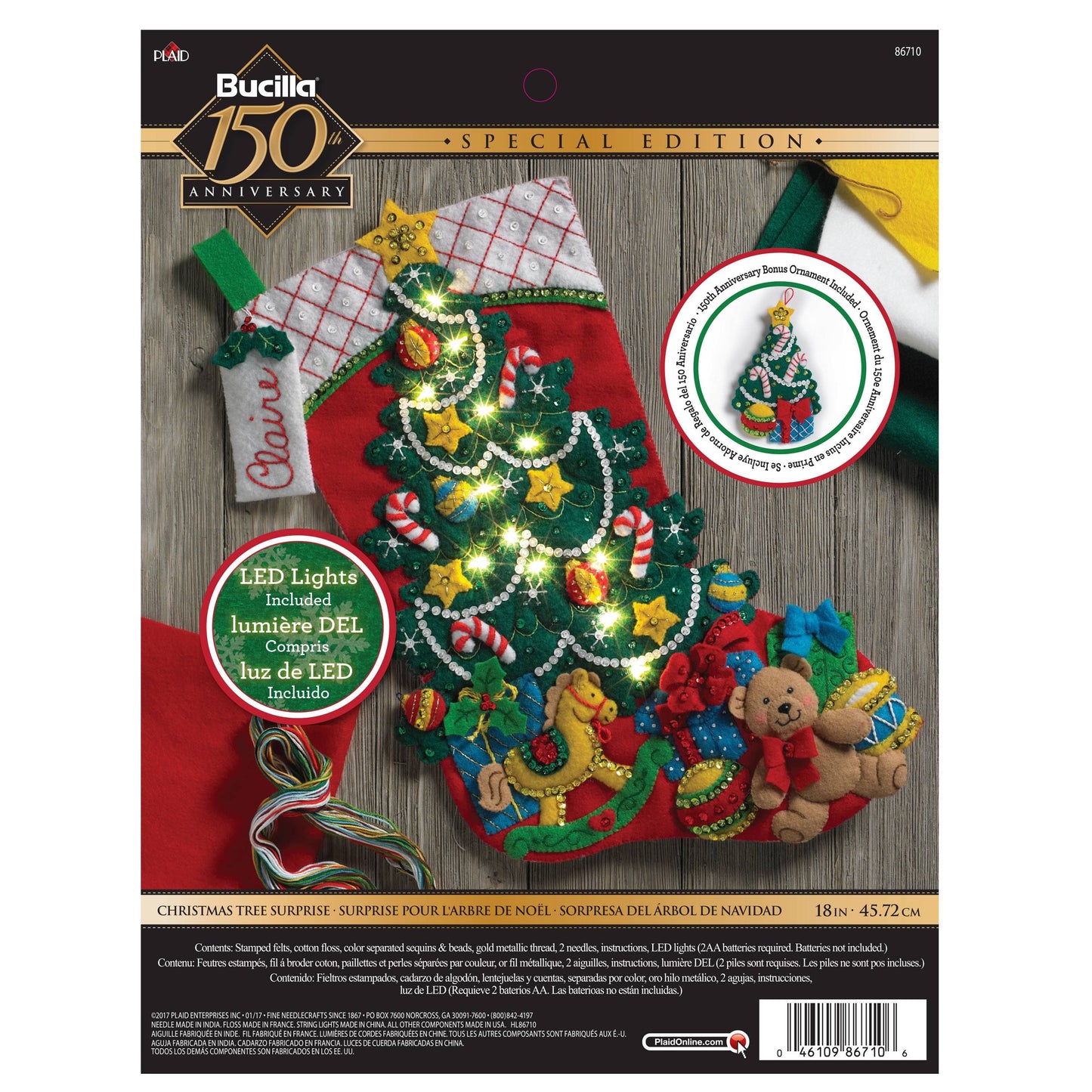 Bucilla ® Seasonal Felt Stocking Kit Christmas Tree Surprise