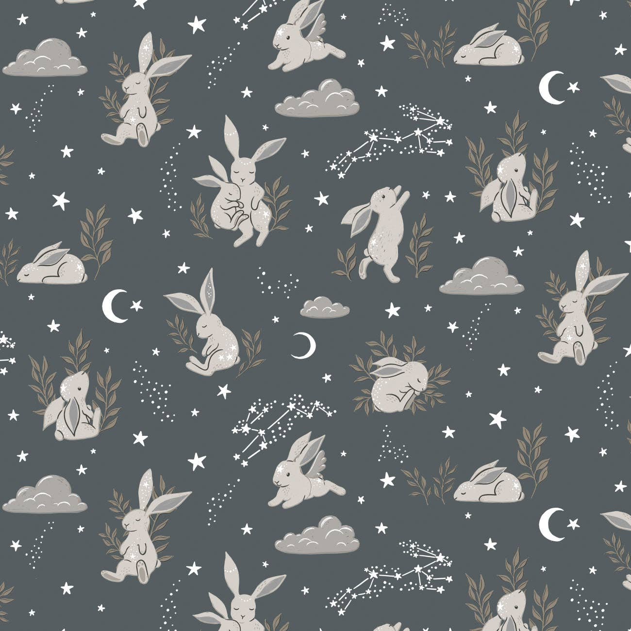 Bunny Dreams-Grey- Flannel