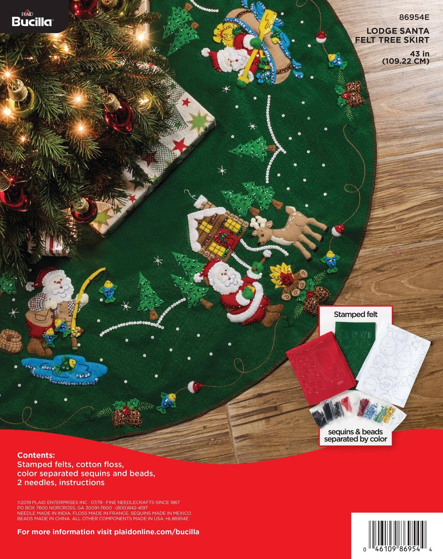 Bucilla ® Seasonal Felt Tree Skirt Kits - Lodge Santa