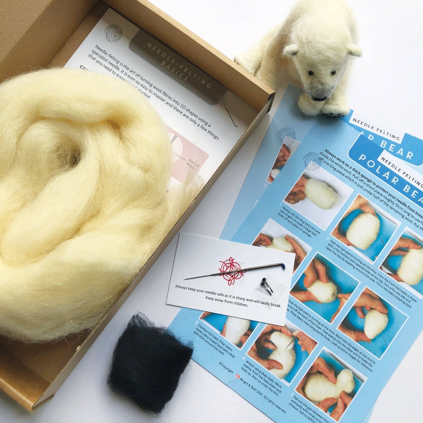 Needle Felting Kit - Polar Bear - make your own polar bear.