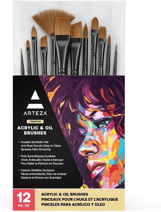 Arteza® Acrylic & Oil Paint Brushes Set, 12 pc.