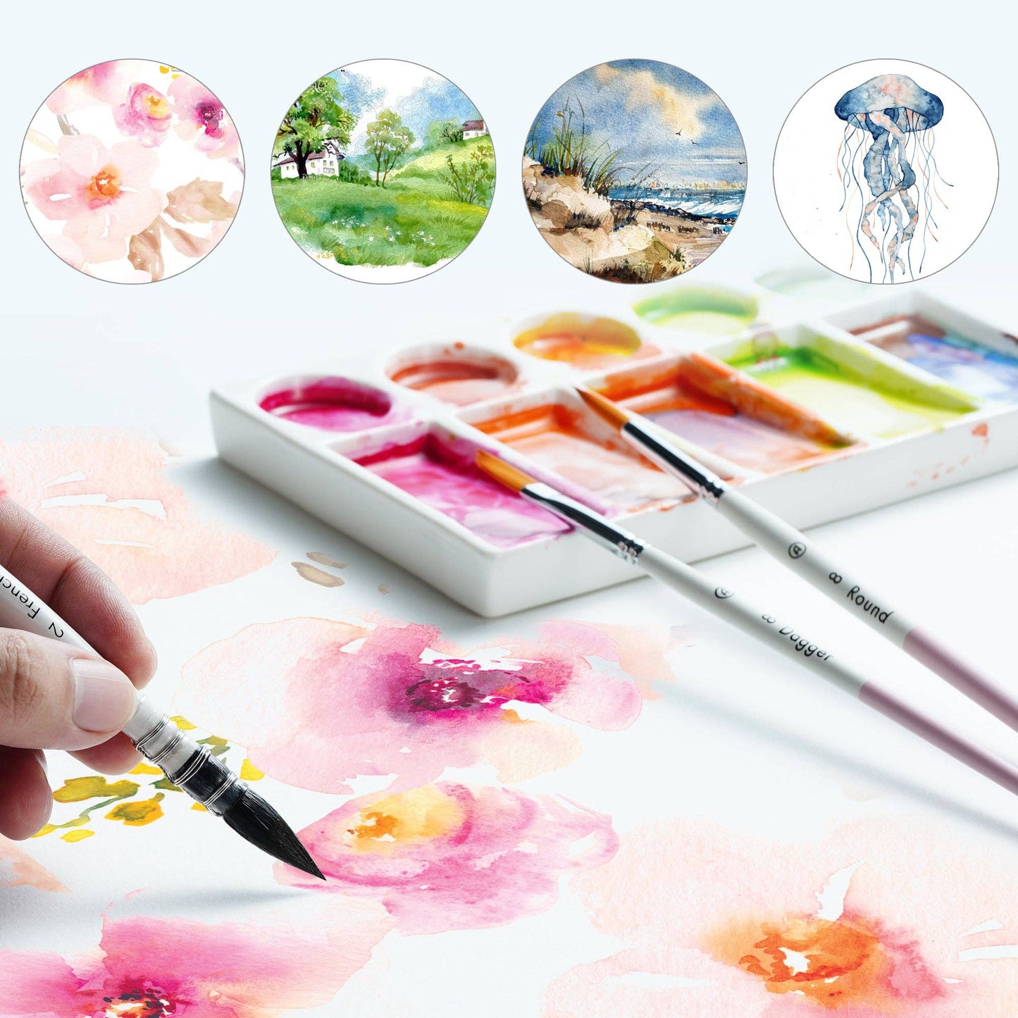ARTIFY 9 PCS Travel Watercolor Brushes for Beginners & Pros