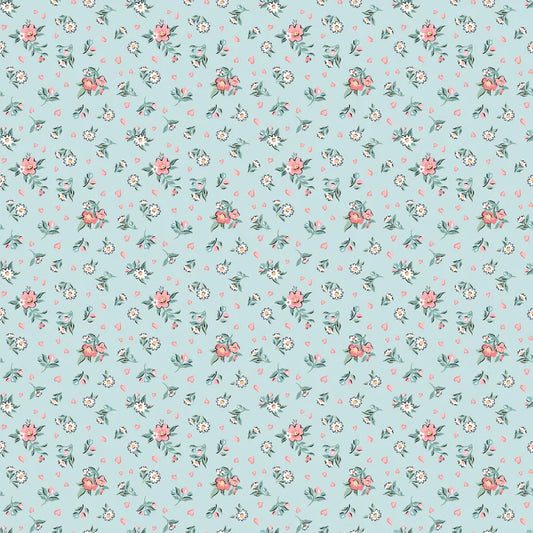 Poppie Cotton  Hearts & Posies Blue