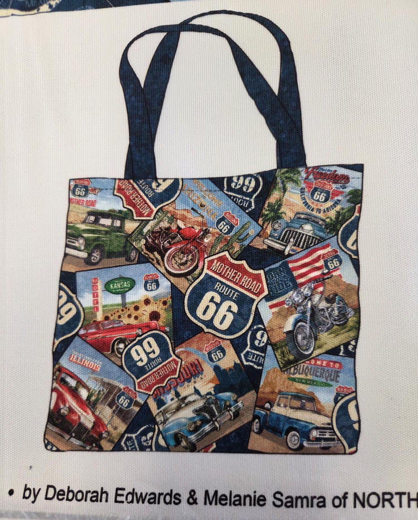 Historic Route 66 Tote Bag Panel Northcott Cotton Canvas