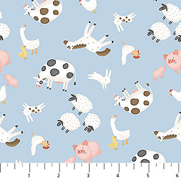 Northcott Quack Quack Moo Mini Animals on Blue