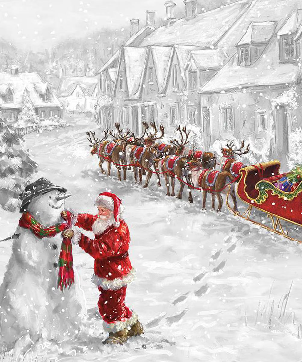 More Christmas Wishes 35 1/2in x 43in Santa's Snowman Panel