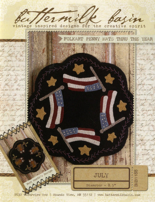 Folkart Penny Mats Thru the Year July Flags Pattern