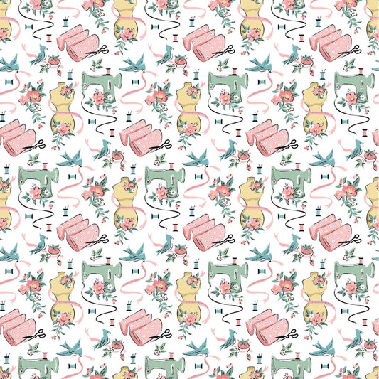 Poppie Cotton  Sewing Room White