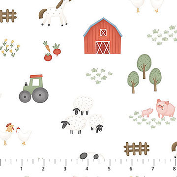Northcott Quack Quack Moo White Farm Scene